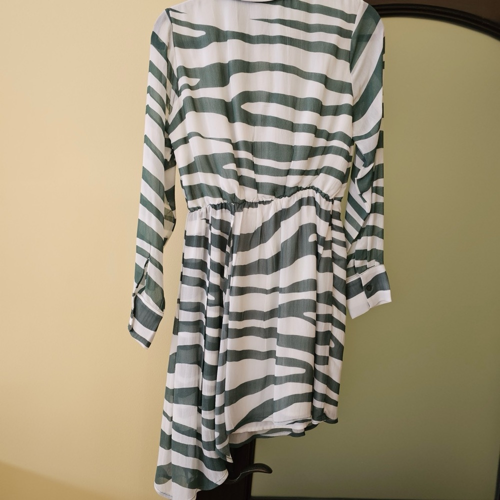 Stylish Green and White Striped Dress
